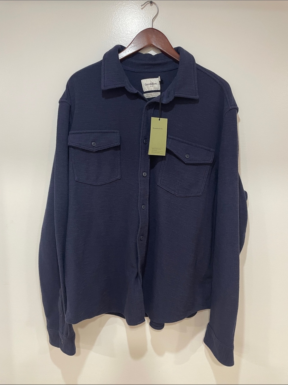 Men’s Goodfellow & Co XXL thick standard fit button up top new with tags navy